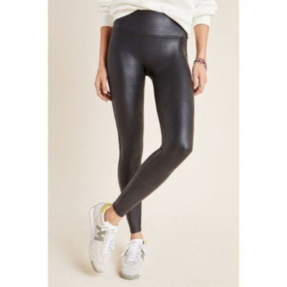 SPANX Pants - Spanx Faux Leather Leggings High Waist Rise Vegan Stretch Skinny Fit Bla…